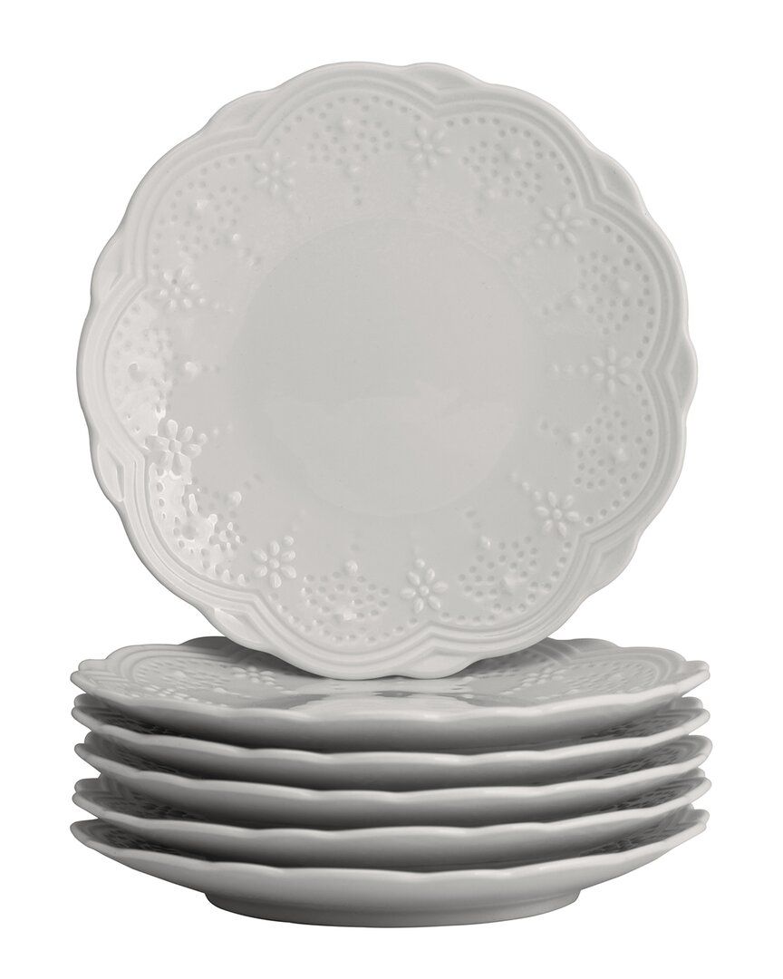 Ten Strawberry Street Set Of 6 Valentina Bread & Butter Plates In White