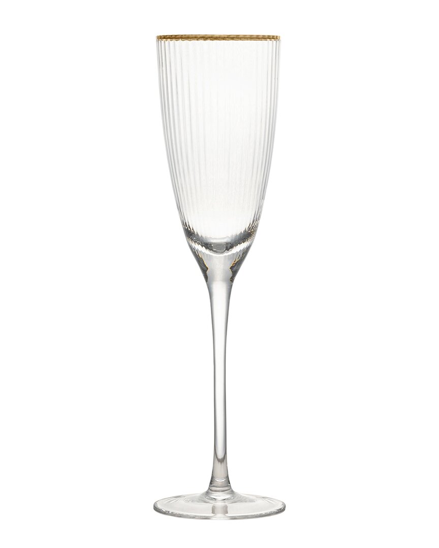 Ten Strawberry Street Set Of 4 Markle Rim Accent Champagne Flutes In Gold