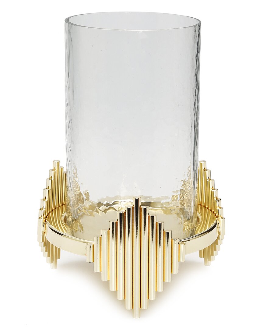 Alice Pazkus Symmetrical Design Candle Holder In Gold