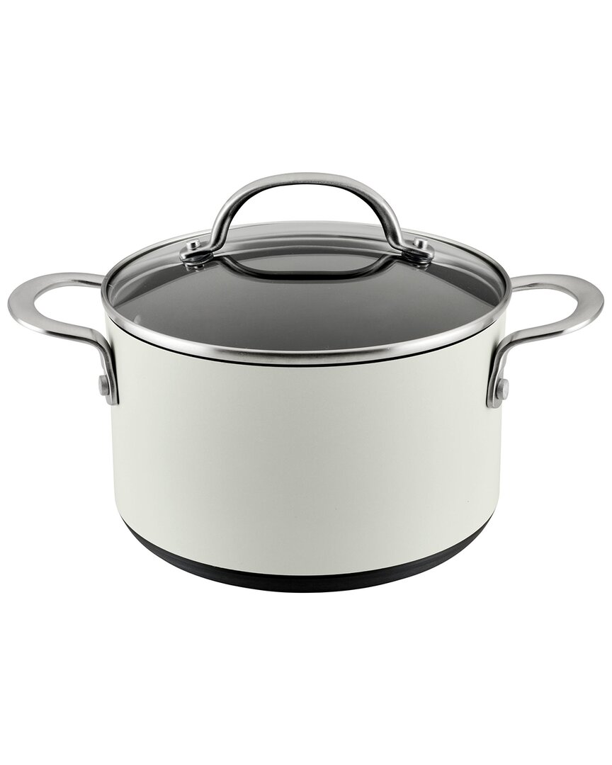 Anolon Achieve Hard Anodized Nonstick 4 Quart Saucepot With Lid In Cream