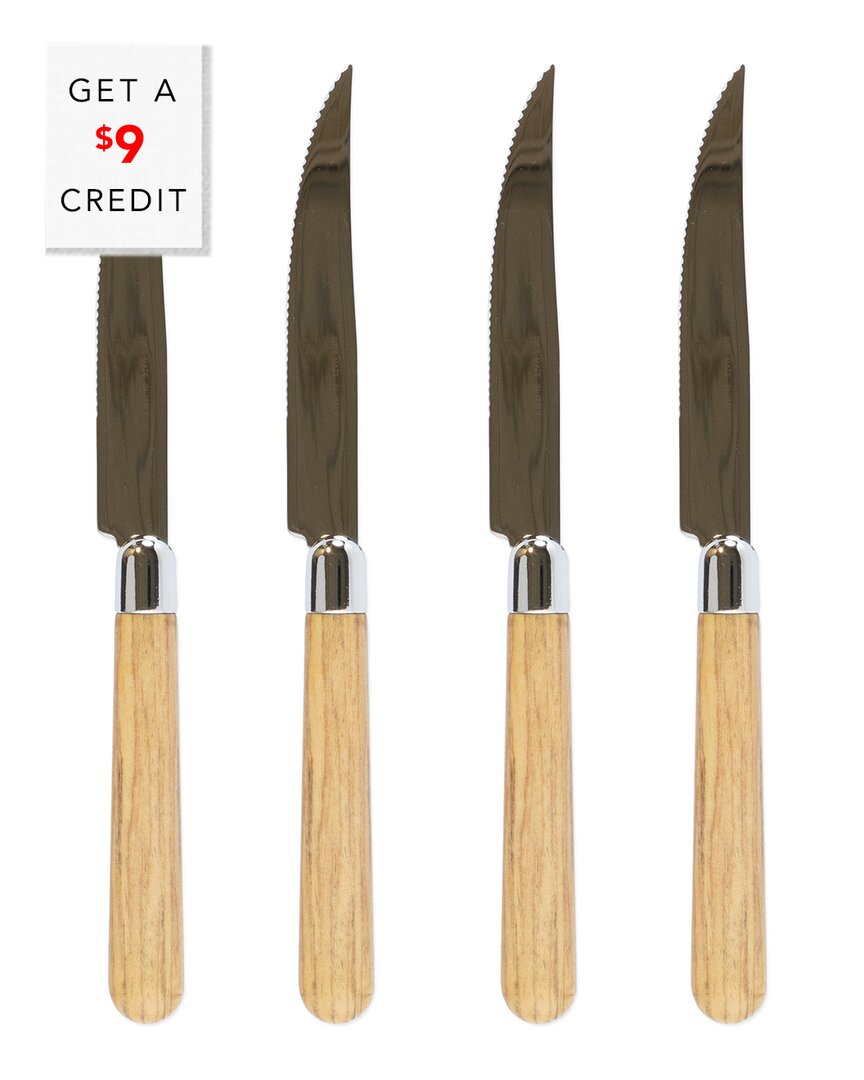 Shop Vietri Set Of 4 Albero Oak Steak Knives With $9 Credit In Brown