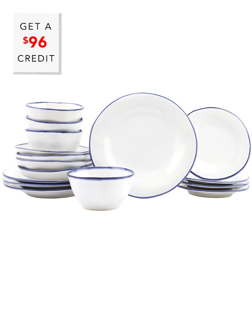 Vietri Aurora Edge Sixteen-piece Place Setting With $96 Credit In Blue