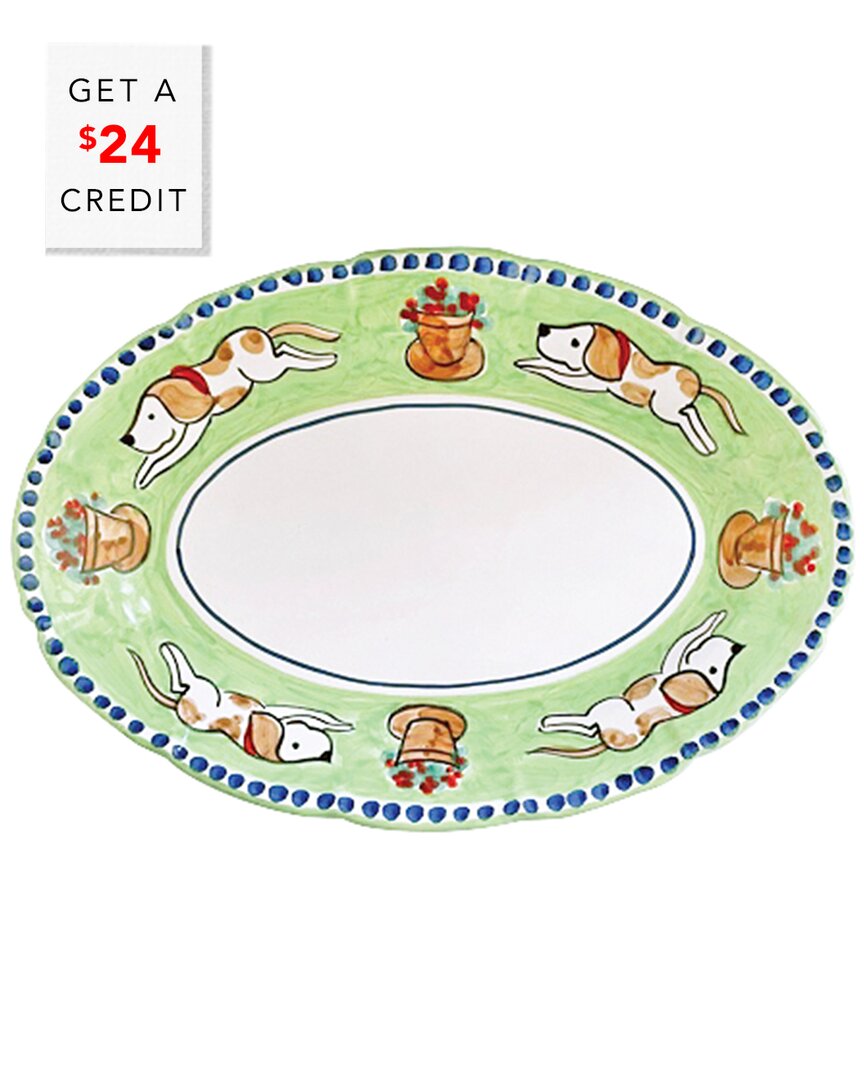 Vietri Campagna Cane Oval Platter With $24 Credit In Green