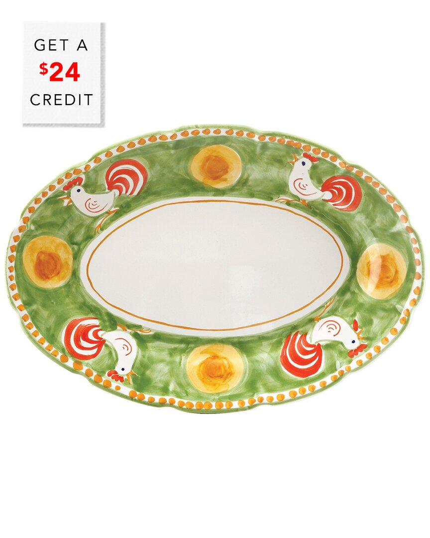 Shop Vietri Campagna Gallina Oval Platter With $24 Credit In Green