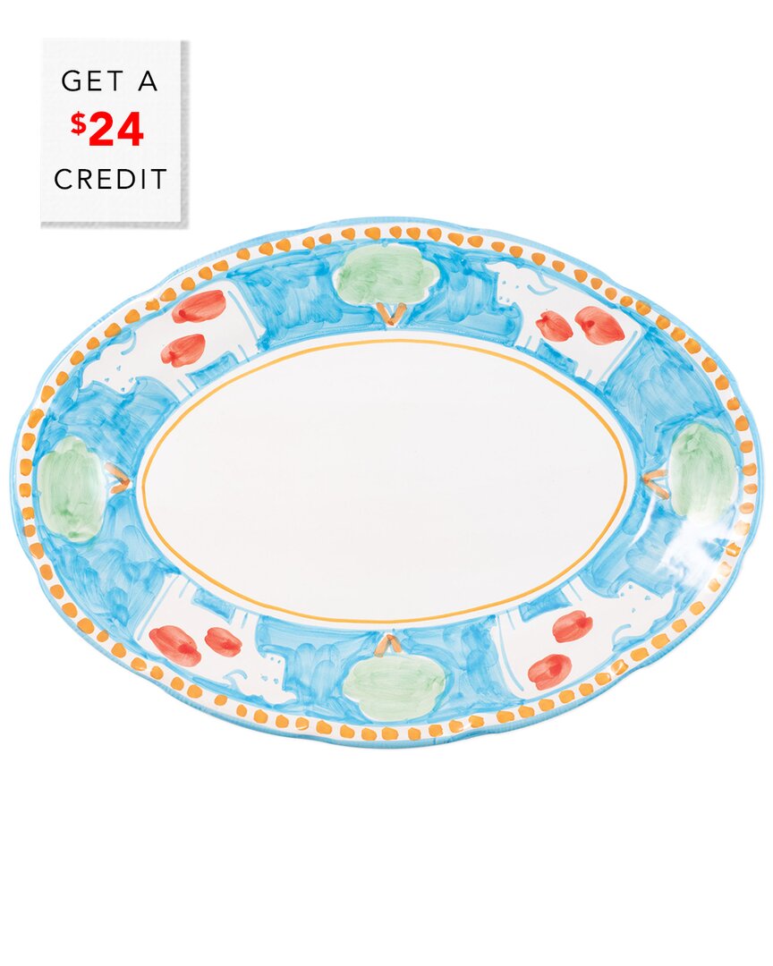 Shop Vietri Campagna Mucca Oval Platter With $24 Credit In Blue