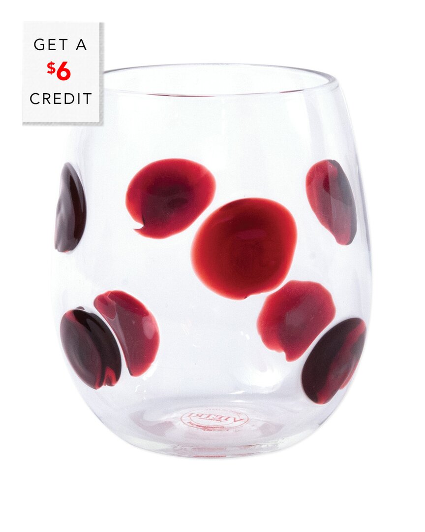 Shop Vietri Drop Red Stemless Wine Glass With $6 Credit