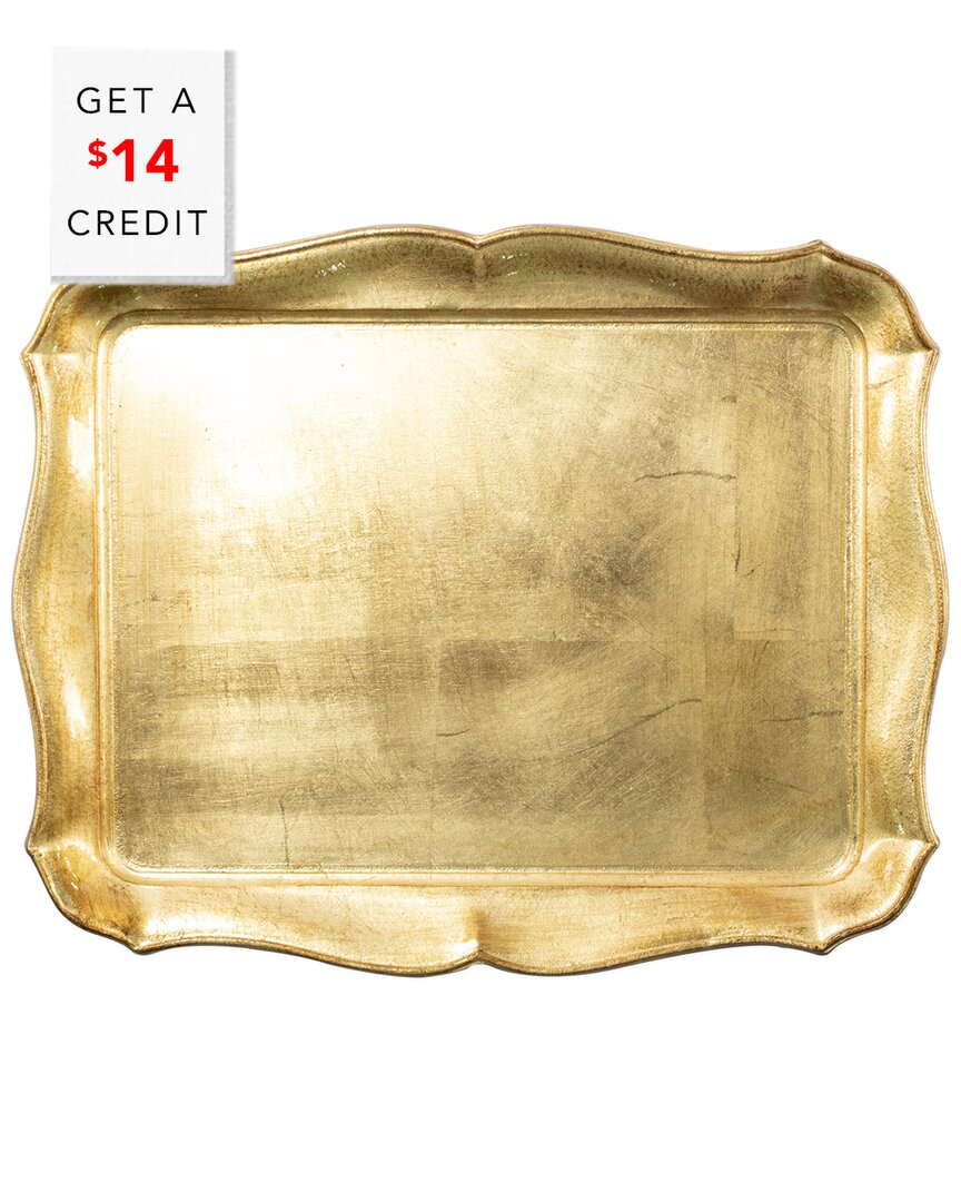 Shop Vietri Florentine Wooden Accessories Gold Rectangular Tray With $14 Credit