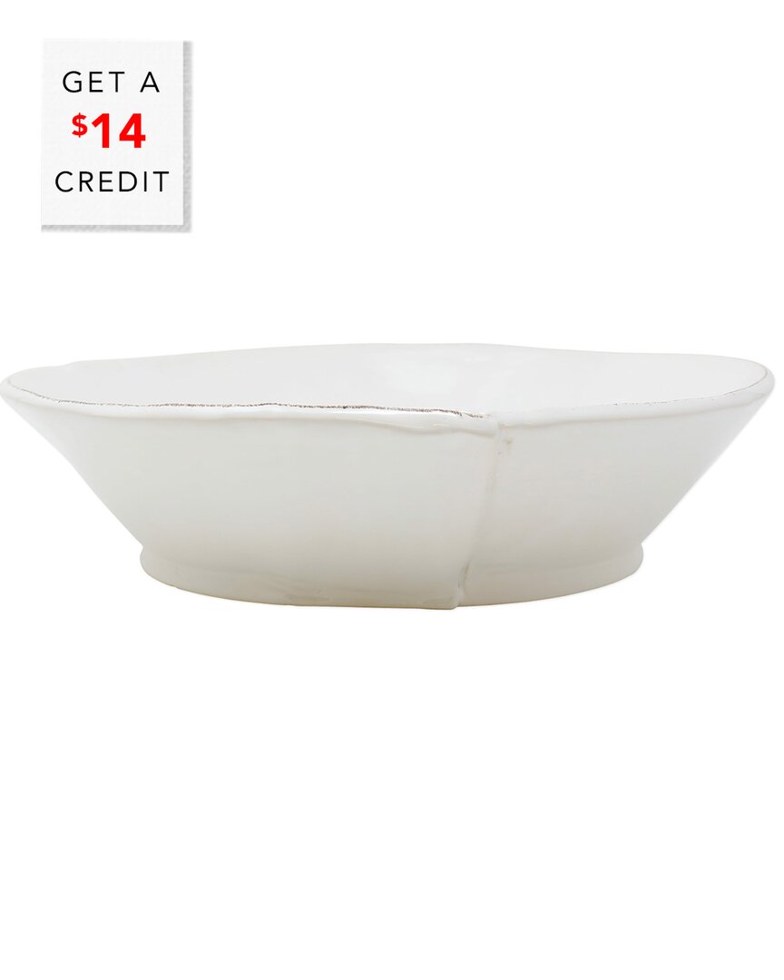 Vietri Lastra White Large Shallow Serving Bowl With $14 Credit In White