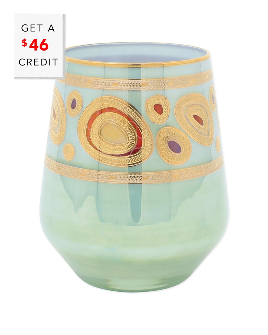 Vietri Set Of 4 Regalia Assorted Stemless Wine Glasses With $36 Credit In Multi
