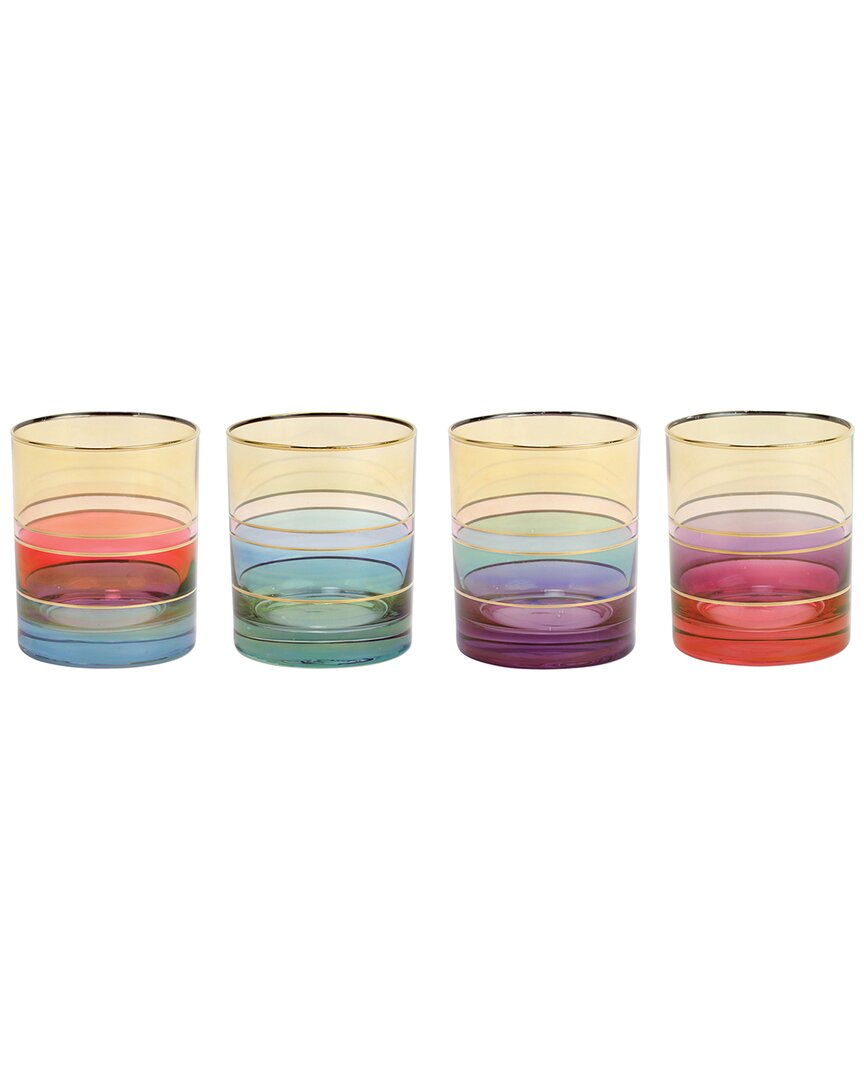 Vietri Regalia Assorted Double Old-fashioned Glasses, Set Of 4 In Multi