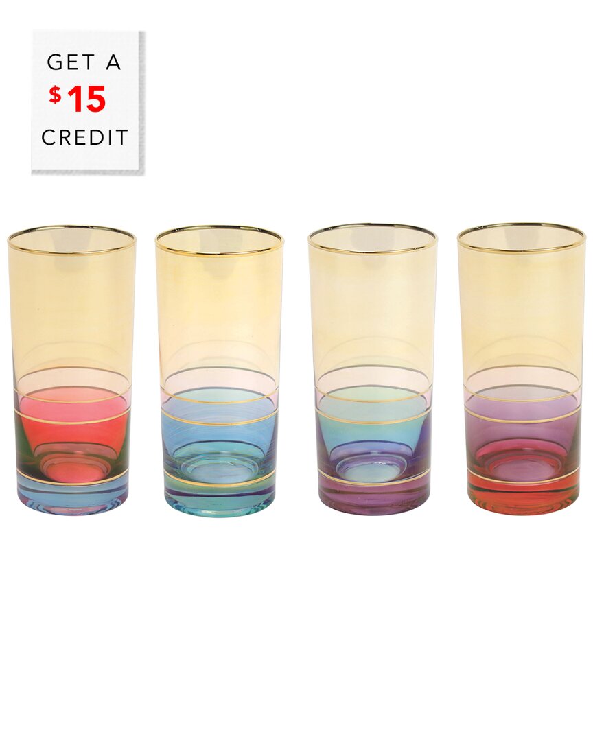 Vietri Regalia Assorted Double Old-fashioned Glasses, Set Of 4 In Multi