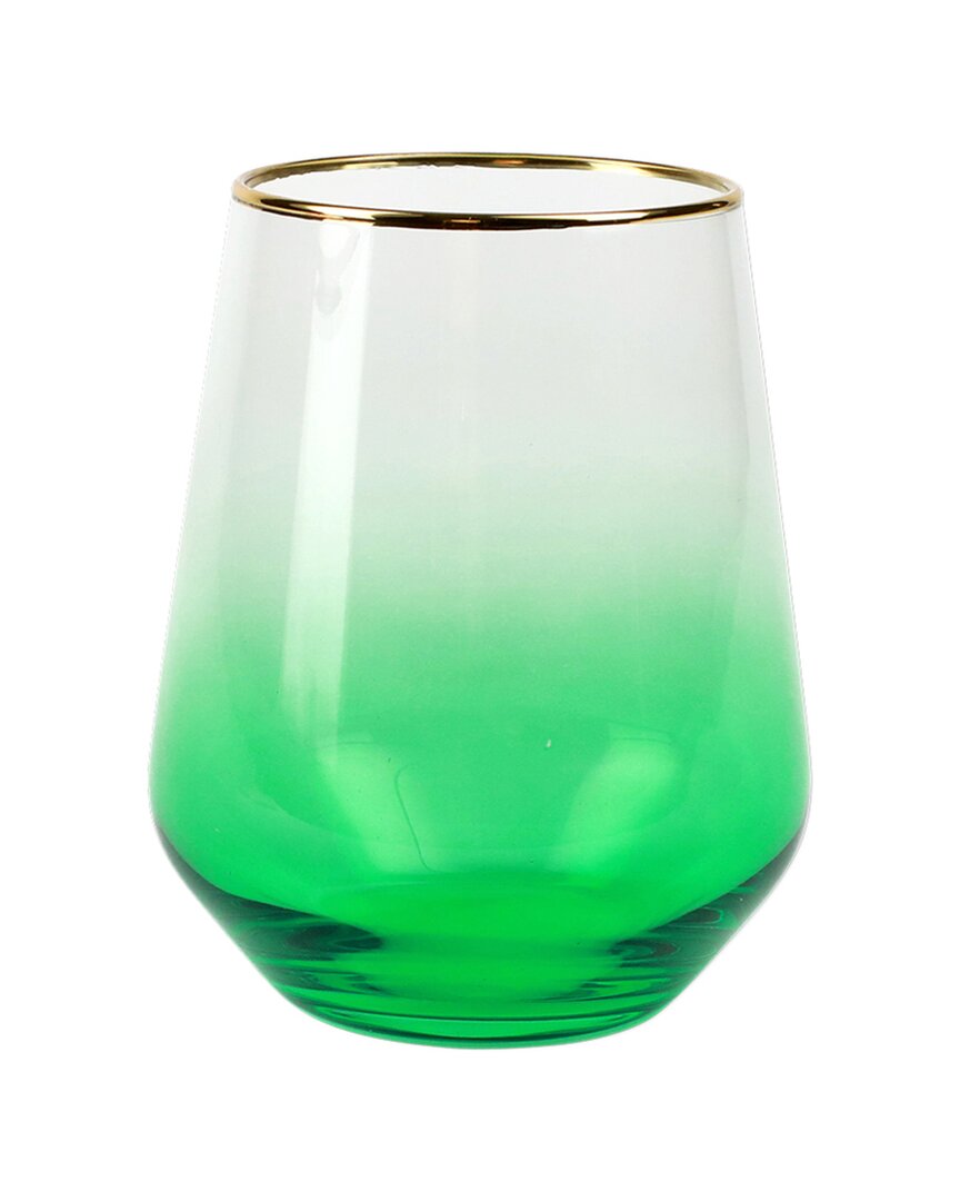 Vietri Rainbow Emerald Stemless Wine Glass