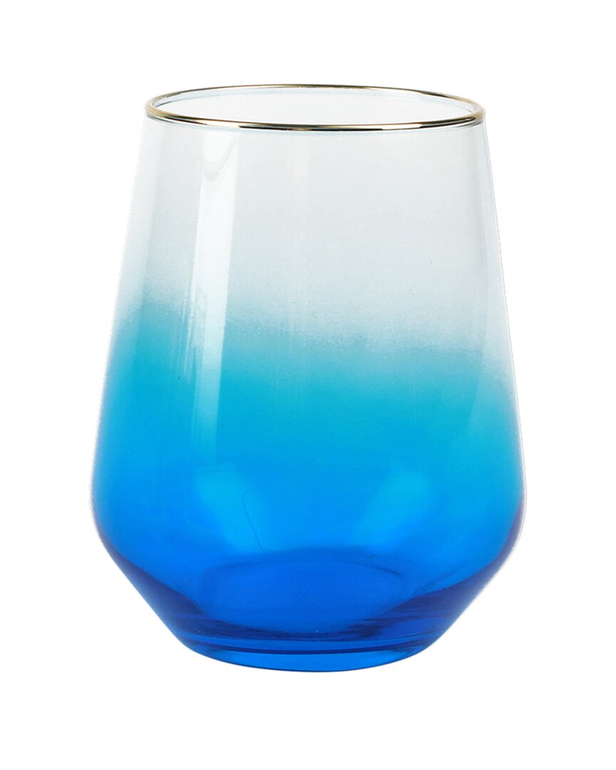 Vietri Rainbow Sapphire Stemless Wine Glass