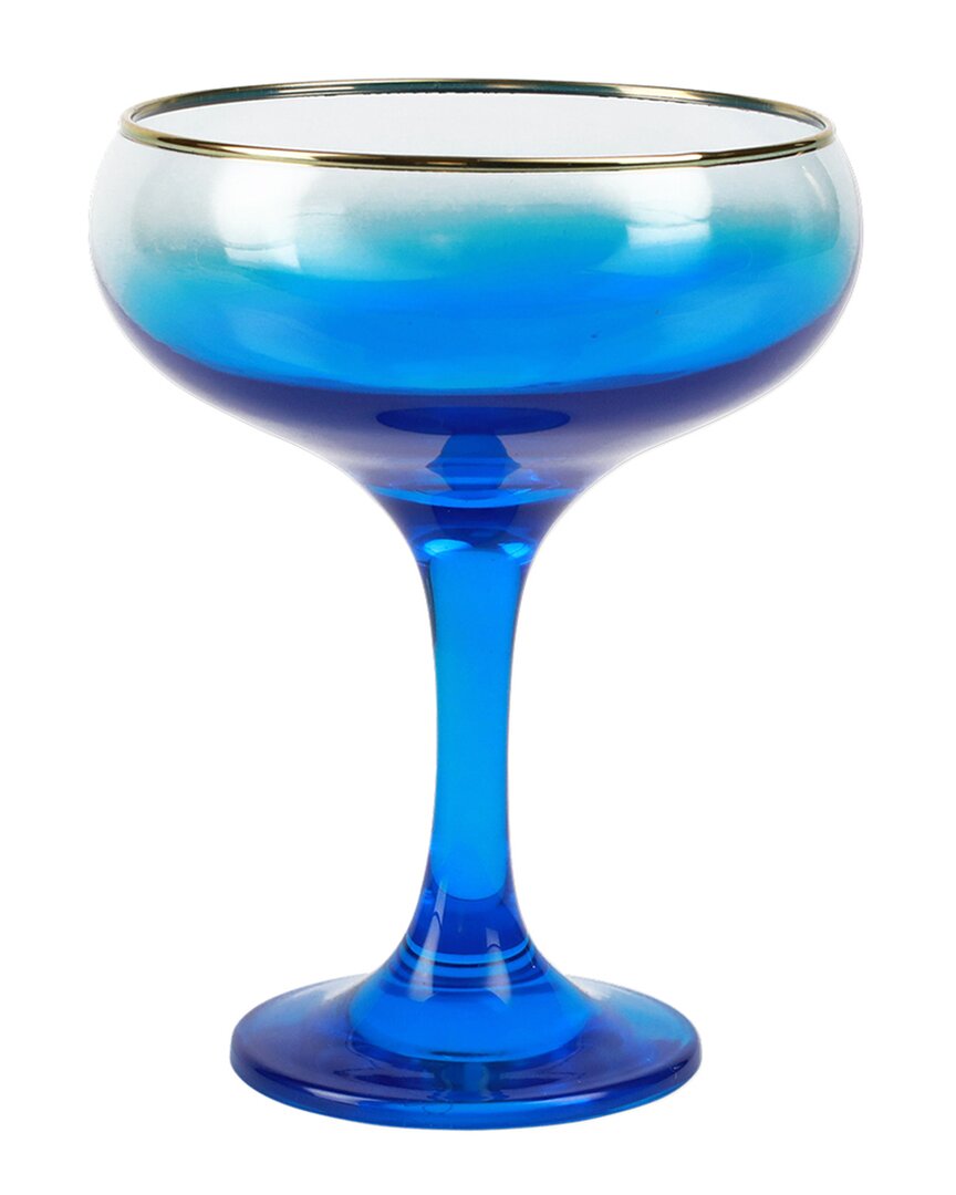 Vietri Rainbow Sapphire Coupe Champagne Glass