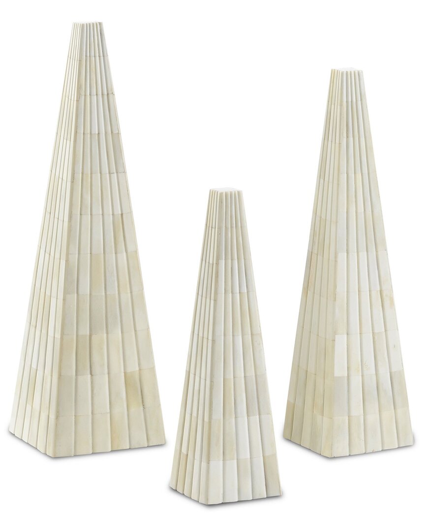 Currey & Company Set Of 3 Ossian Obelisks In White