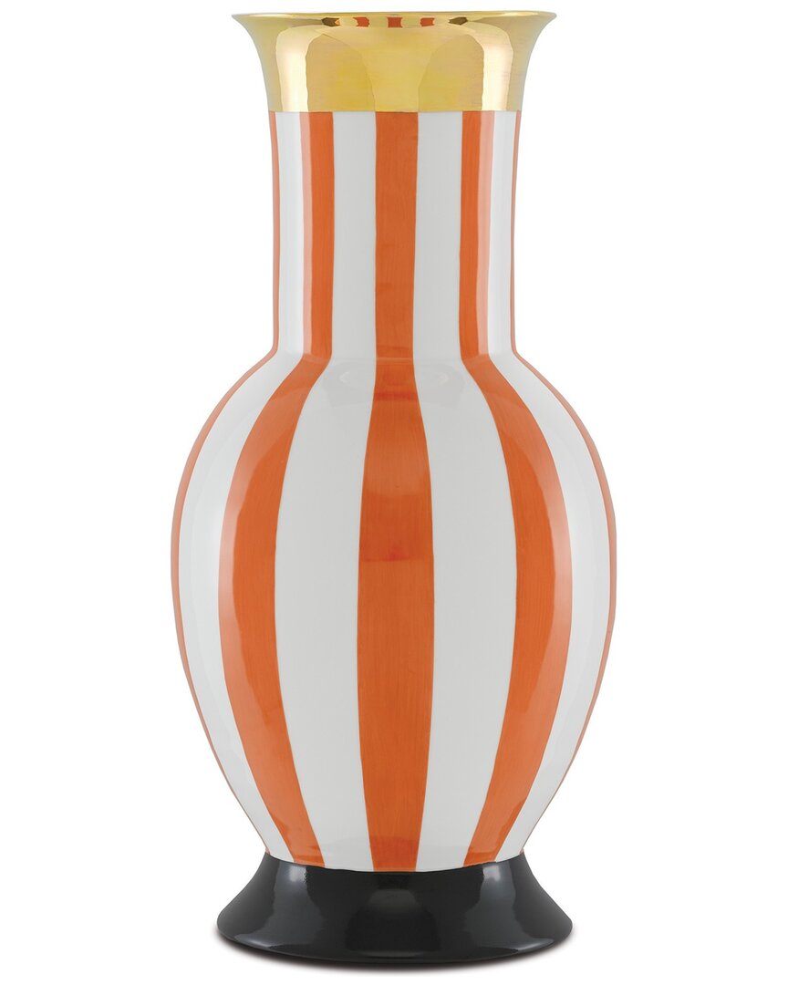 Currey & Company De Luca Stripe Large Vase In Orange