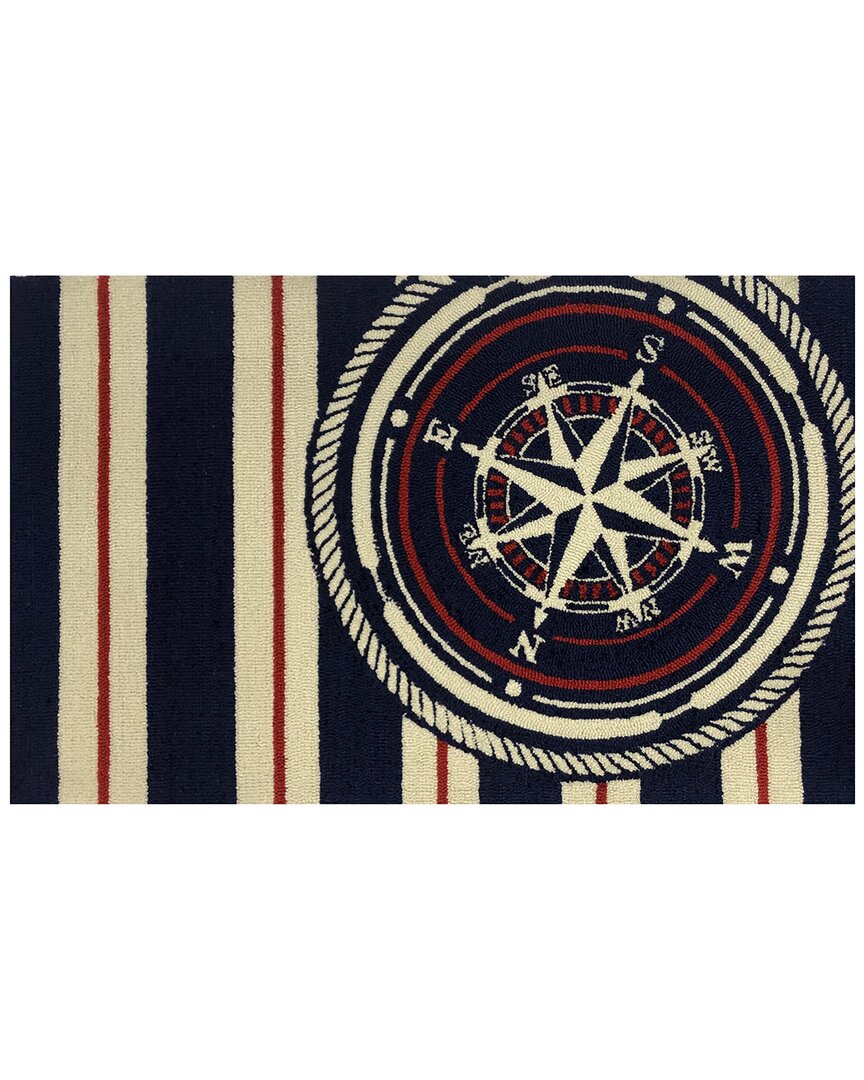 The Rug Market Nautical Compass Indoor/outdoor Doormat In Blue