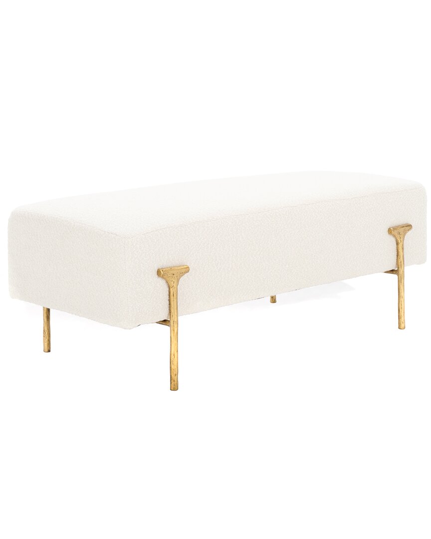 Safavieh Couture Jessa Boucle Bench In White