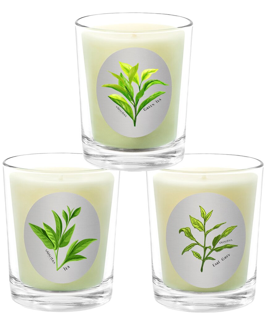 Qualitas Candles Set Of 3 Candles In White