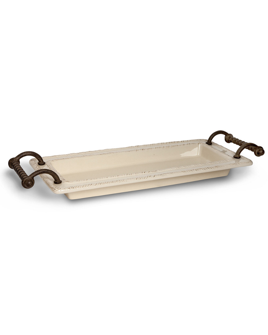 Gerson International Gg Collection Tray With Provencial Styled Braided Metal Handles