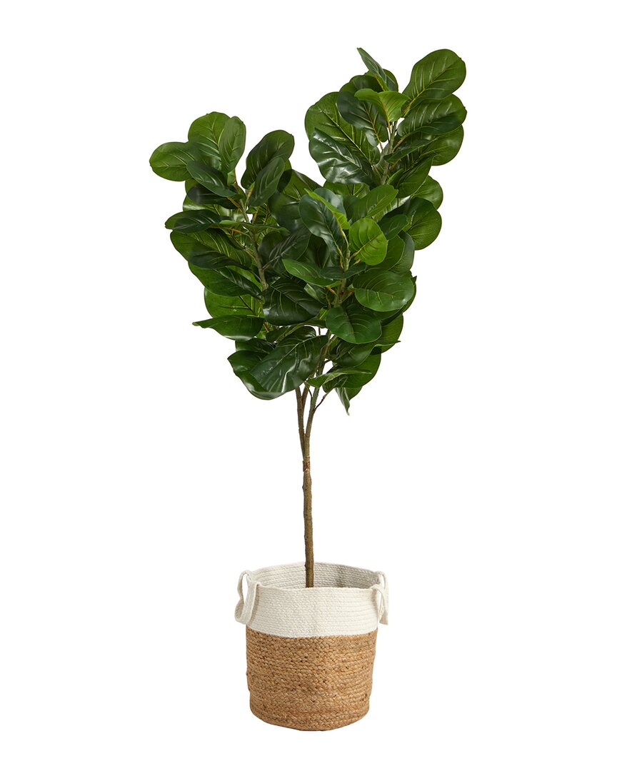 Nearly Natural 6ft Fiddle Leaf Fig Artificial Tree In Planter In Green