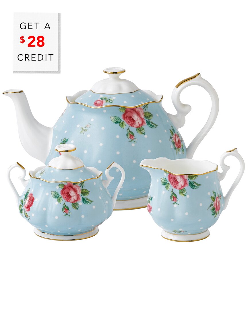 Shop Royal Albert Polka Blue Teapot Set With $28 Credit