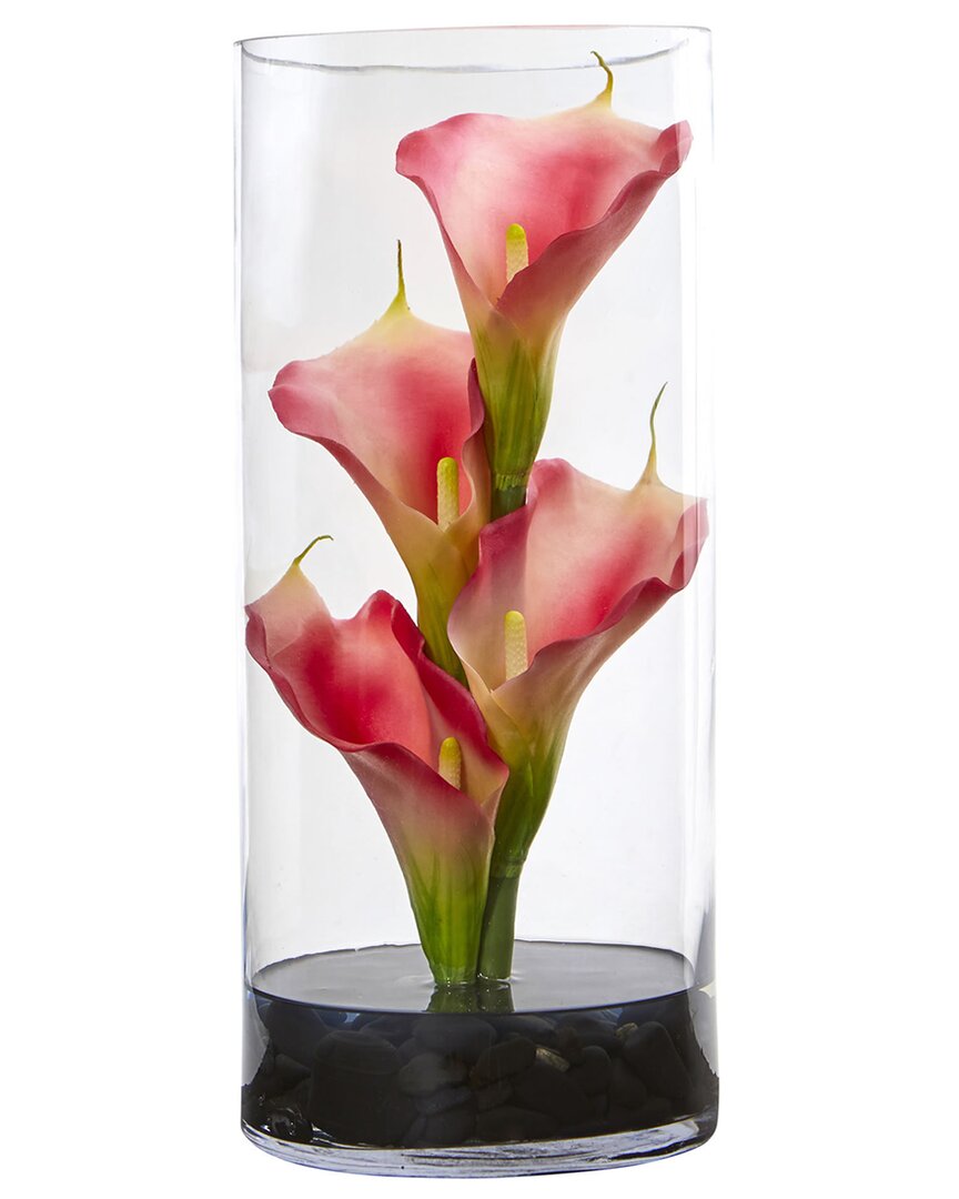 NEARLY NATURAL NEARLY NATURAL CALLA LILY ARTIFICIAL ARRANGEMENT IN CYLINDER GLASS VASE 