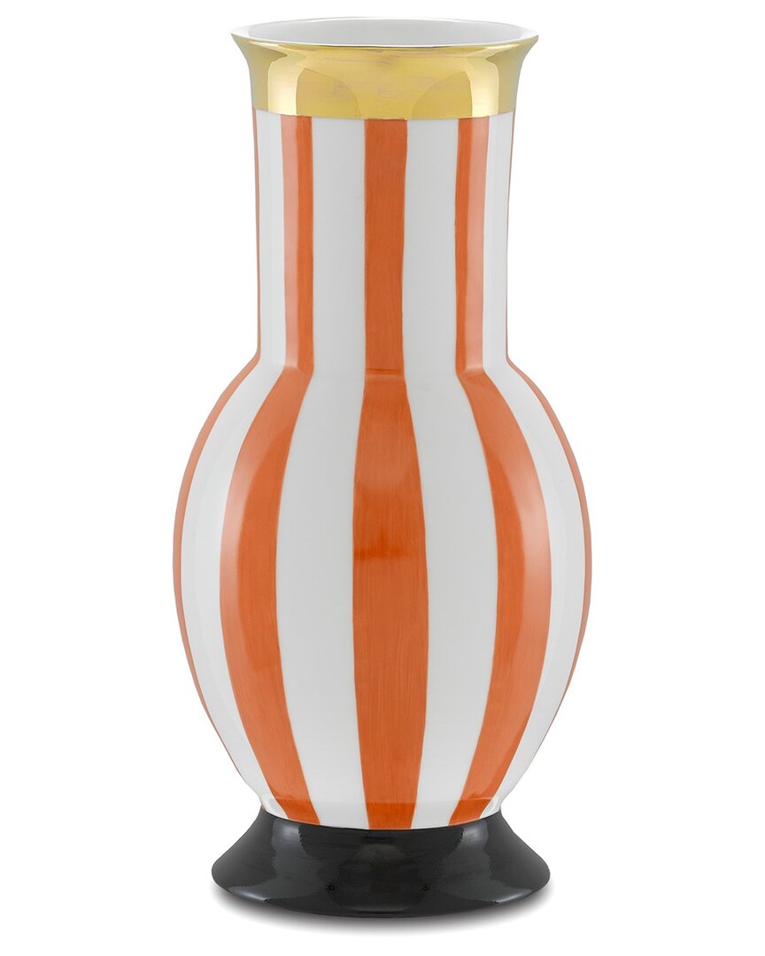 Currey & Company De Luca Stripe Vase In Orange