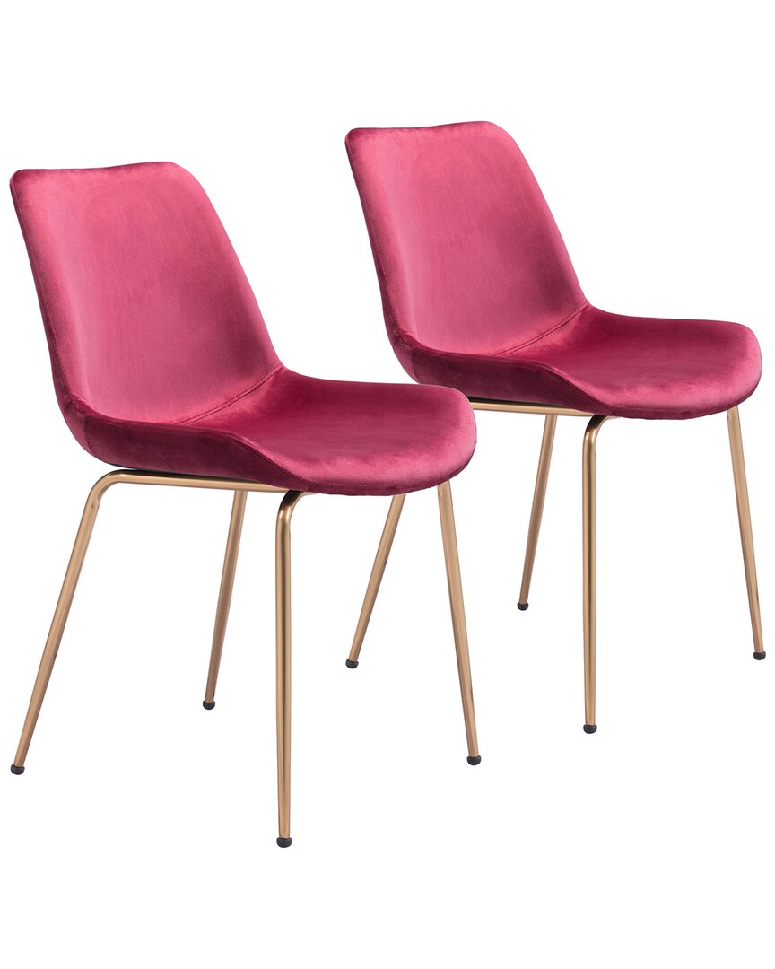 Shop Zuo Modern Set Of 2 Tony Dining Chairs In Red
