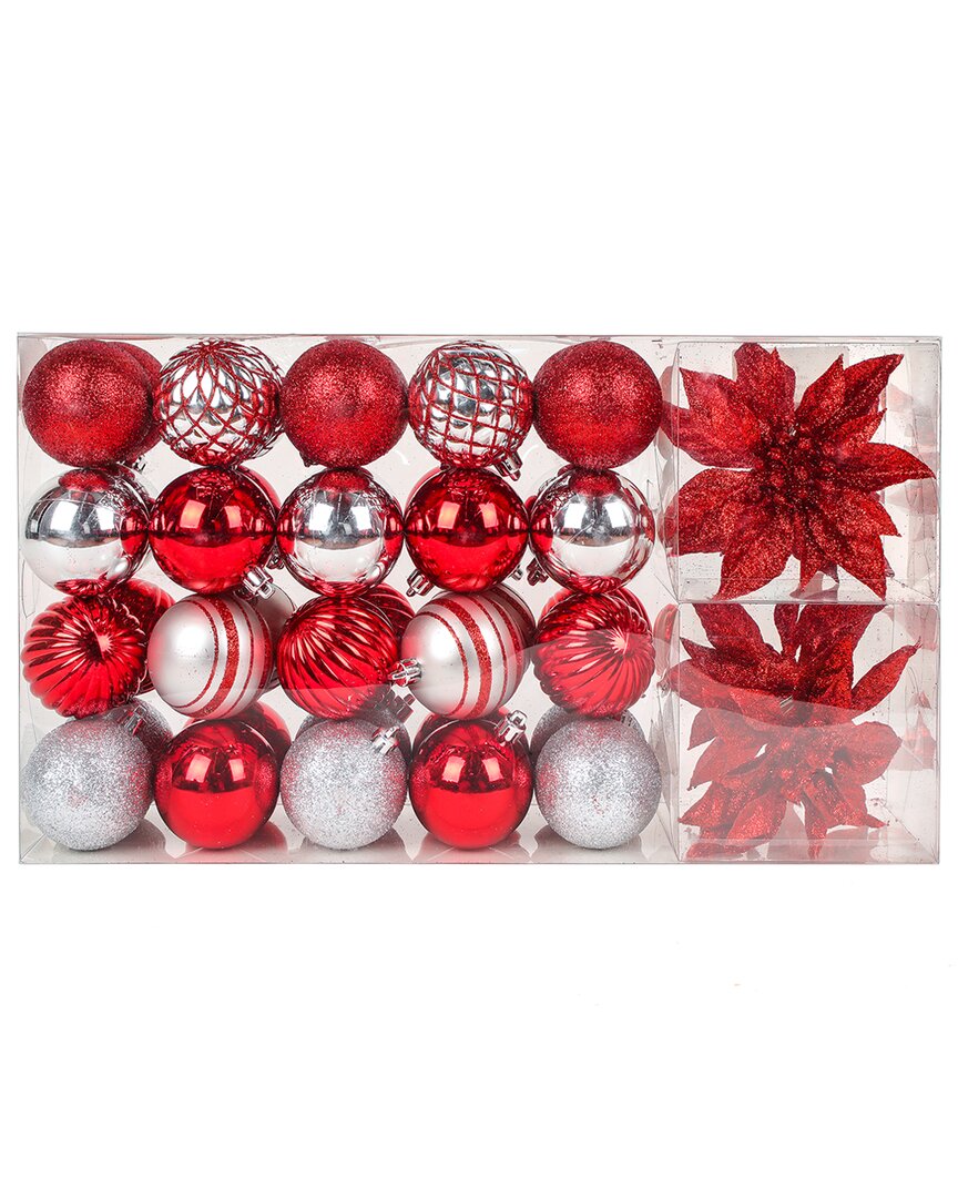 FIRST TRADITIONS FIRST TRADITIONS 10IN RED SHATTERPROOF BAUBLE ORNAMENTS SET