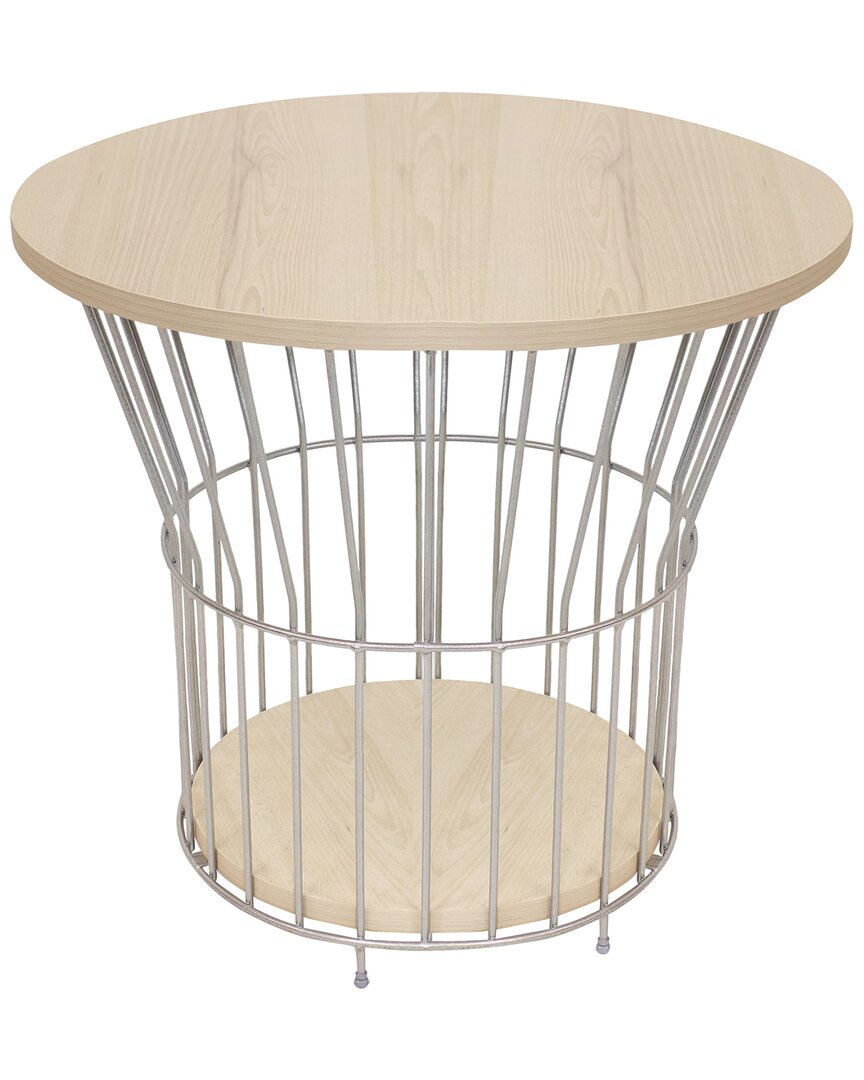 Sunnydaze Wire Pedestal End Table In Cream