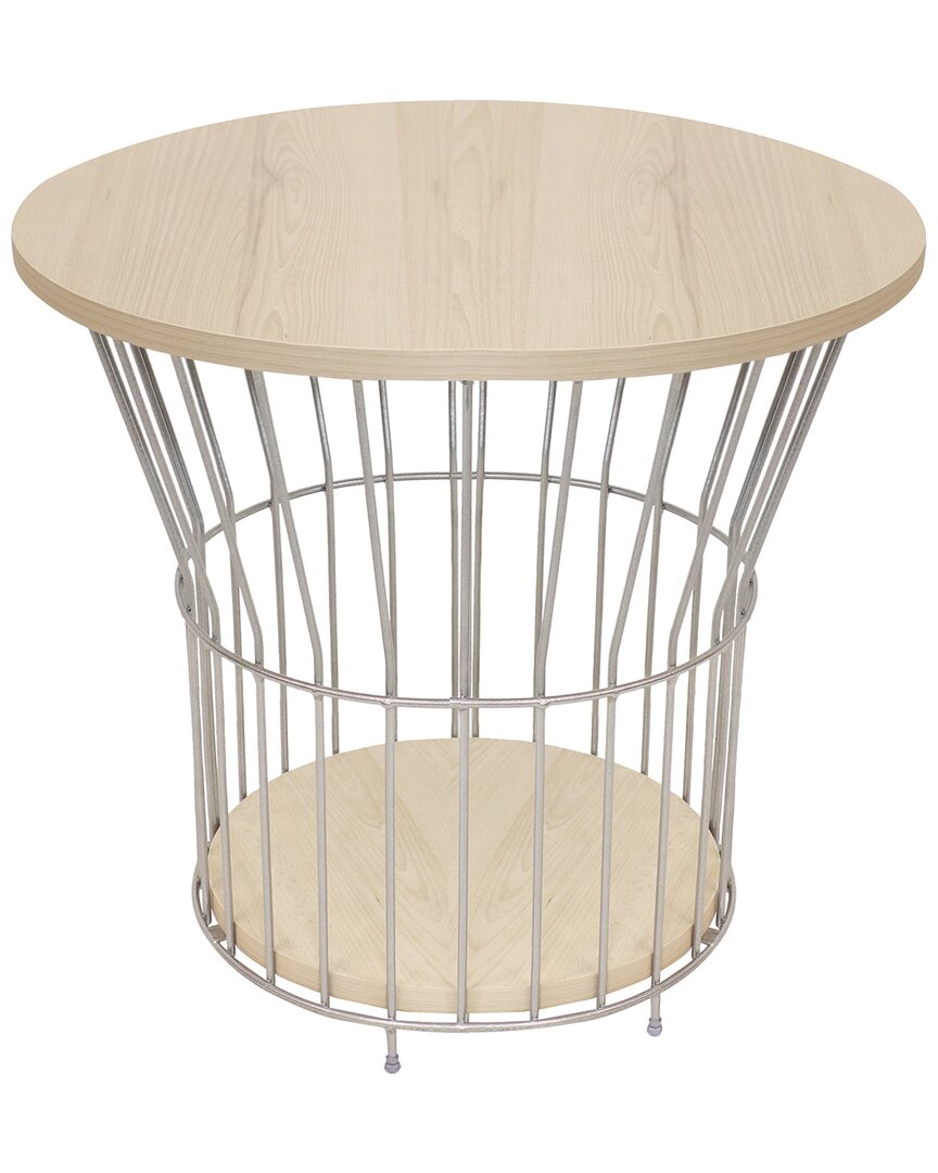 Sunnydaze Wire Pedestal End Table In Cream