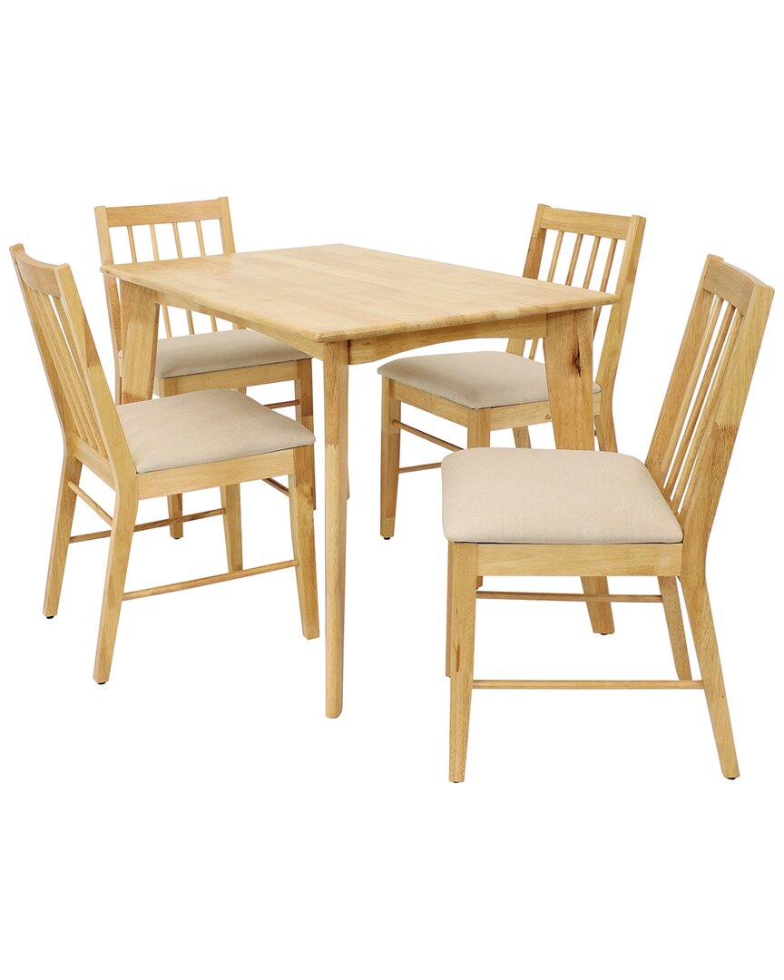 Sunnydaze James 5pc Dining Table & Side Chairs In Brown
