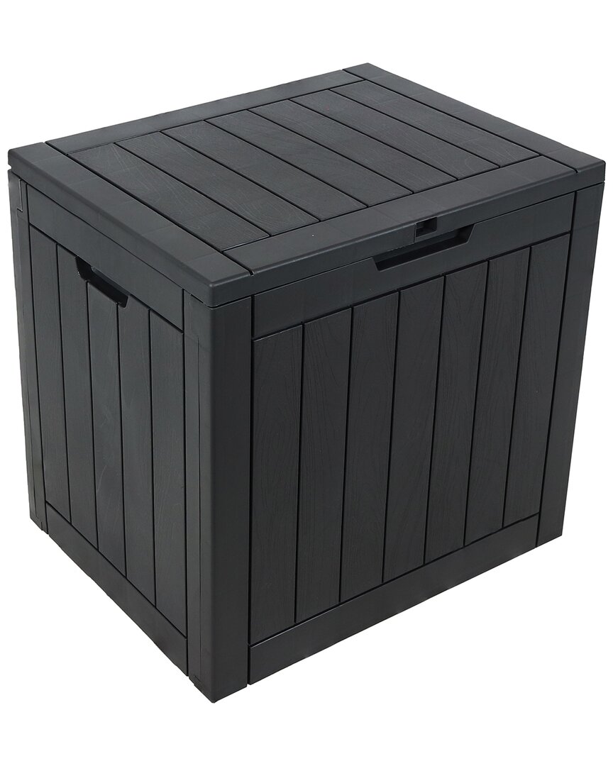 Sunnydaze Woodgrain-look Outdoor Storage Box In Grey