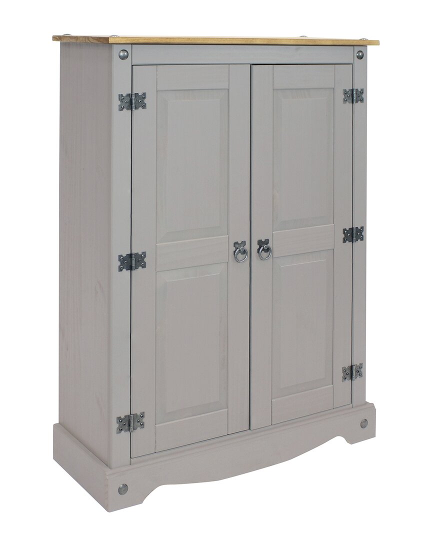 Sunnydaze Solid Pine Accent Cupboard With Shelf In Grey