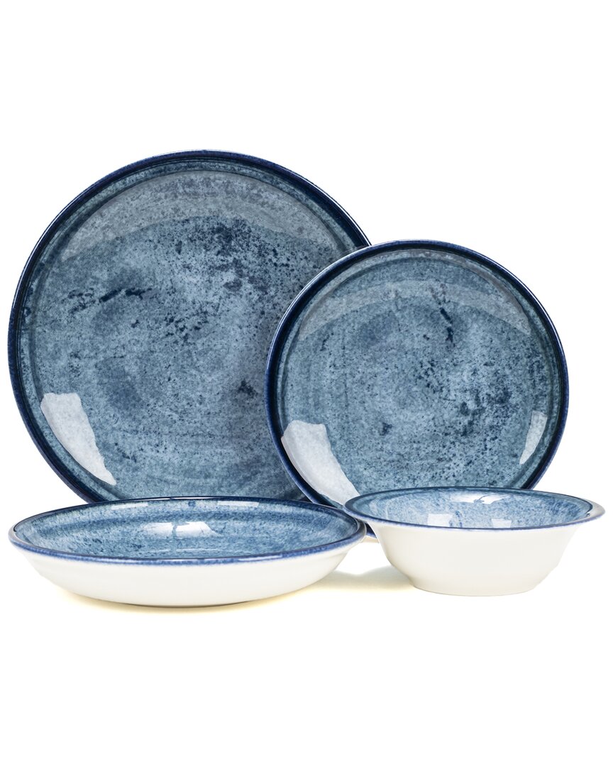 French Home Blue Stone Porcelain 16pc Dinnerware Set In Blue