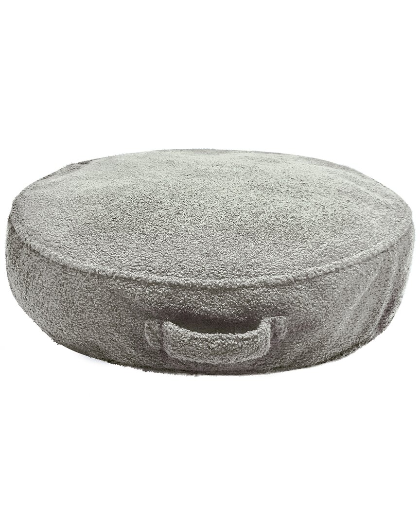 Edie Home Edie@home Sherpa Gusseted Round Decorative Floor Pillow In Grey