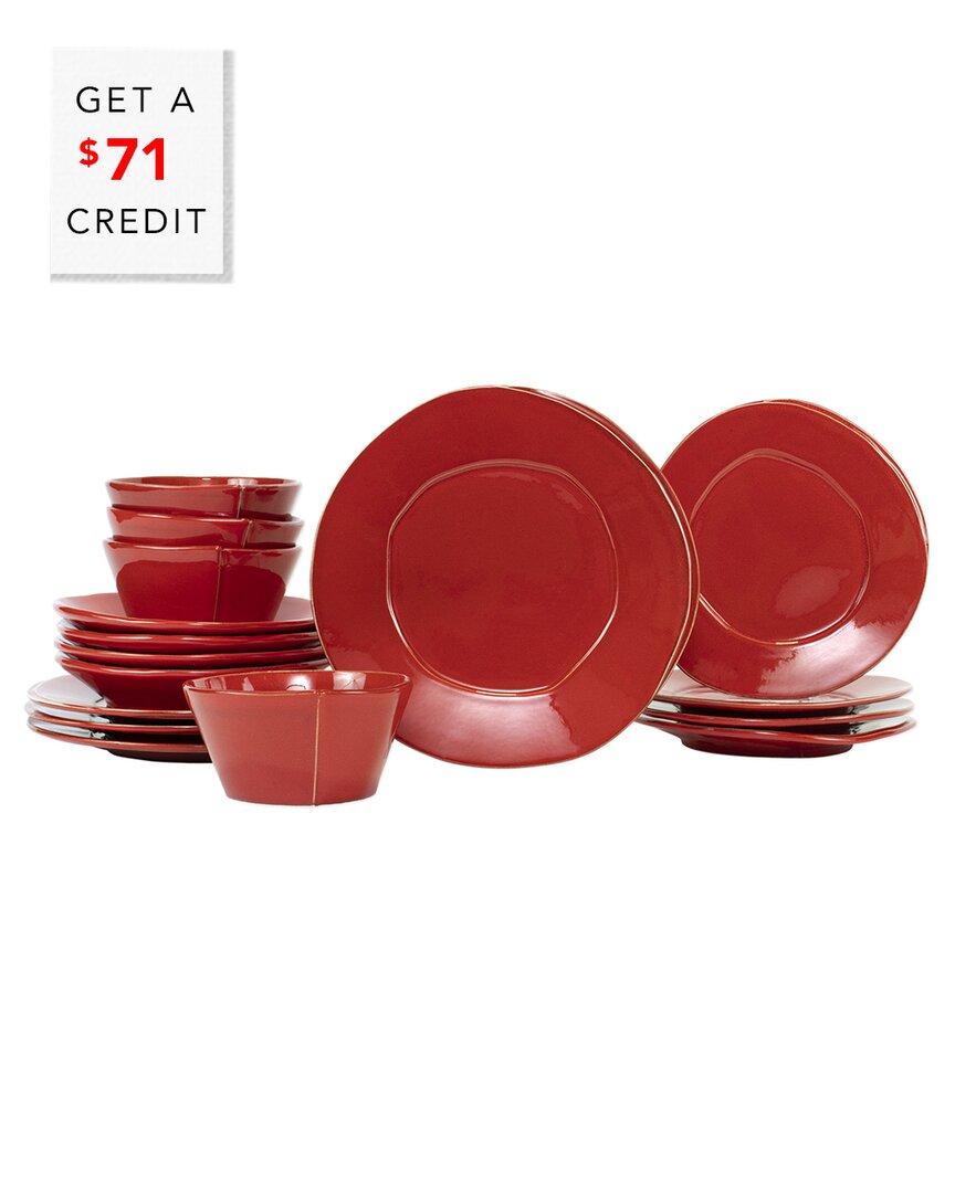 Vietri Lastra 18pc Place Setting With $71 Credit In Red