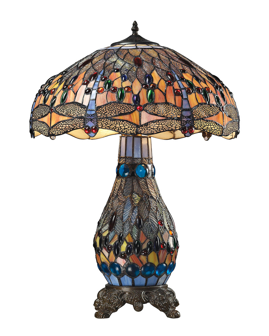 Artistic Home & Lighting Dragonfly Tiffany Glass Table Lamp