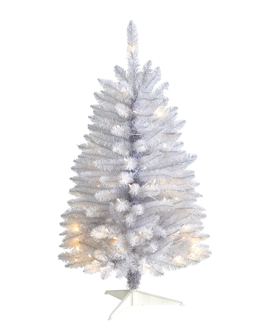 Nearly Natural Slim Artificial Christmas Tree With Led Lights+bendable Branches In White