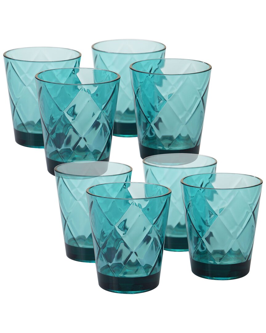 Shop Certified International Set Of 8 Diamond Double Old Fashioned Glasses In Green