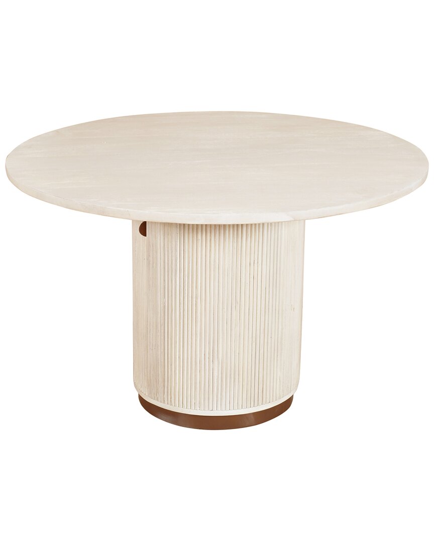 Lr Home Eames Distressed Fluted Handmade Dining Table With Hidden Storage In Multi