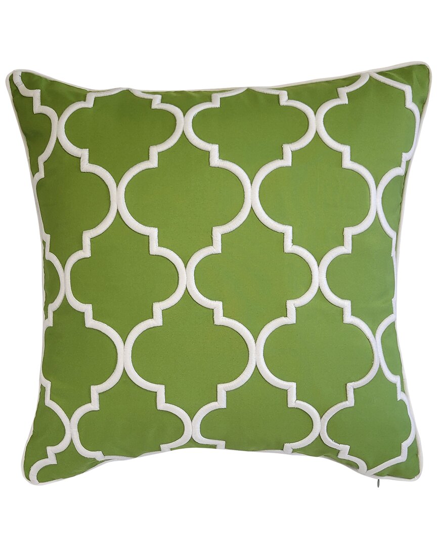 Edie Home Indoor/outdoor Oversized Embroidered Decorative Pillow In Green