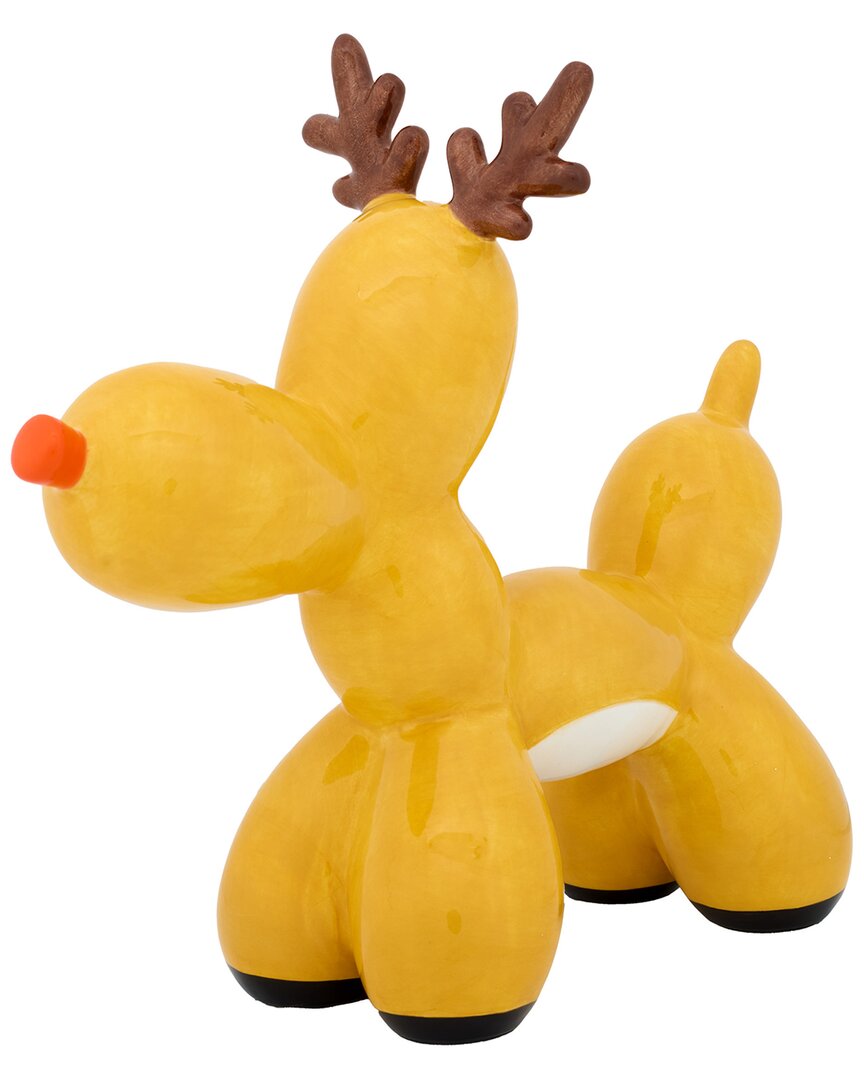 National Tree Company 8in Reindeer Balloon Dog Figurine In Yellow