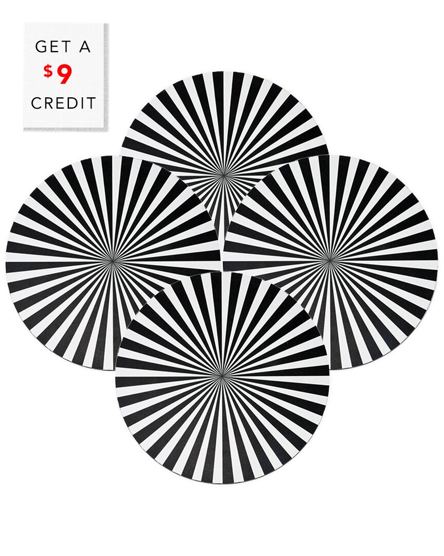Elizabeth Sutton Home B&w Starburst Round Placemats With $9 Credit