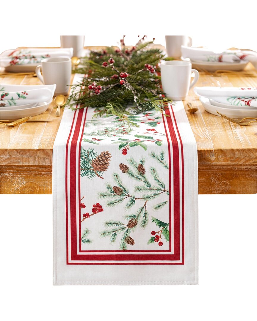 Elrene Home Fashions Winter Holiday Berry Fabric Table Runner In Multi