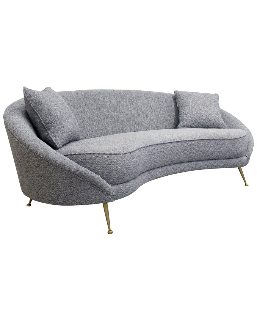 Pasargad Home Luna Collection Textured Fabric Curved Sofa In Grey