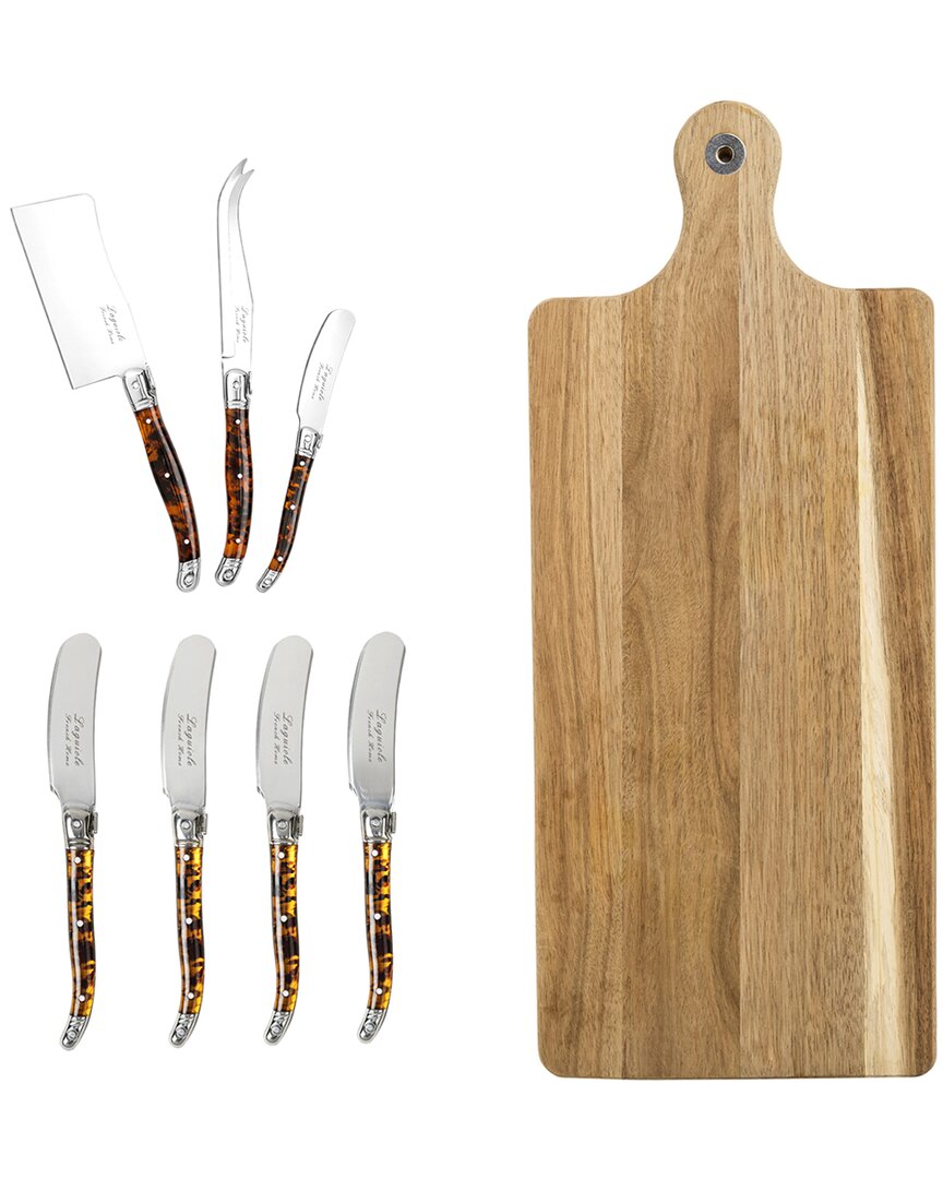 French Home 8pc Laguiole Cheese Knife & Spreader Set With Wood Board In Brown