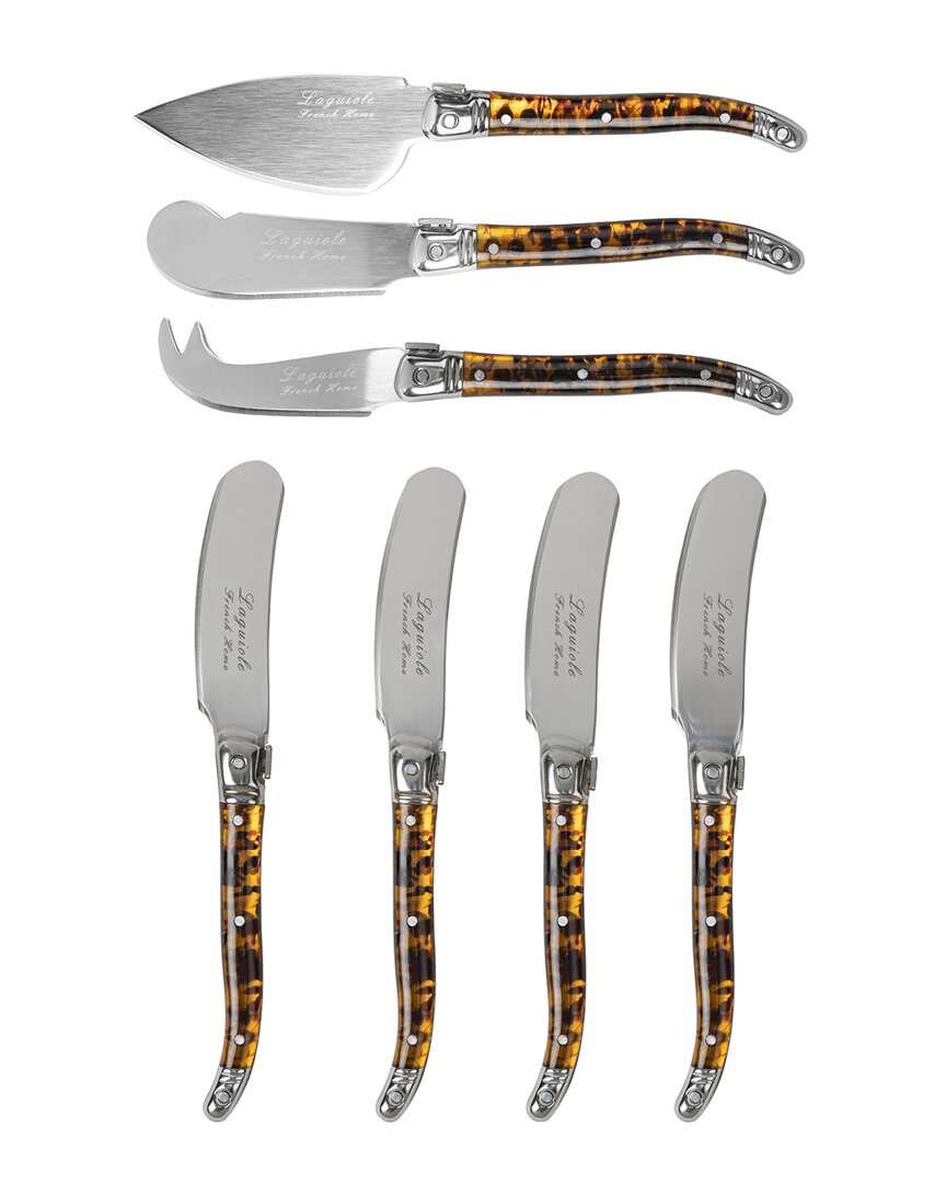 French Home 7pc Laguiole Cheese Knife & Spreaders Set In Brown