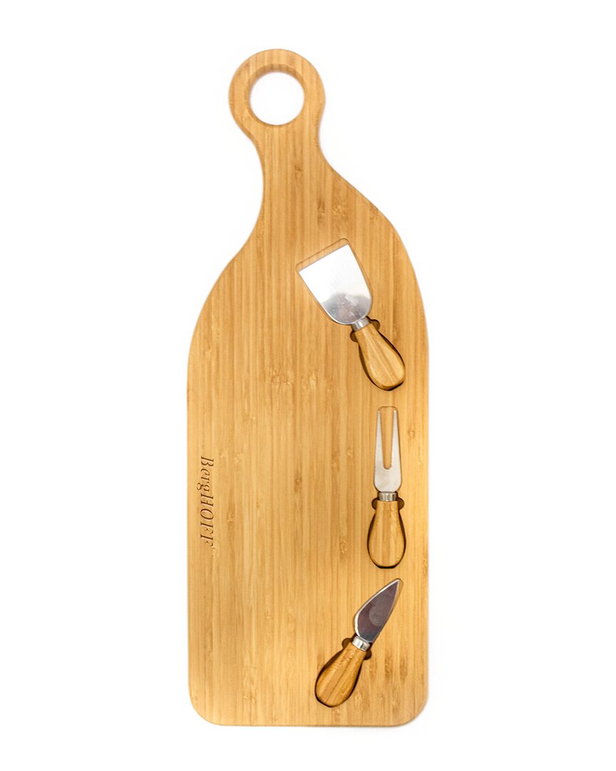 BERGHOFF BAMBOO 4PC PADDLE CHEESE BOARD SET WITH 3 TOOLS